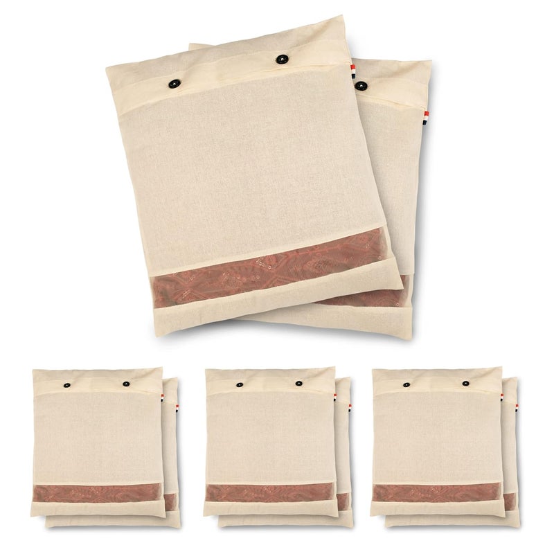 Solstice حقائب ساري قطنية لأغطية الساري الحريري | أغطية ملابس شفافة للتخزين عبوة من 8 بحجم 16 × 14 (بوصة) لحقائب تخزين الملابس | منظم خزانة (مع نافذة) - أبيض - Image 1