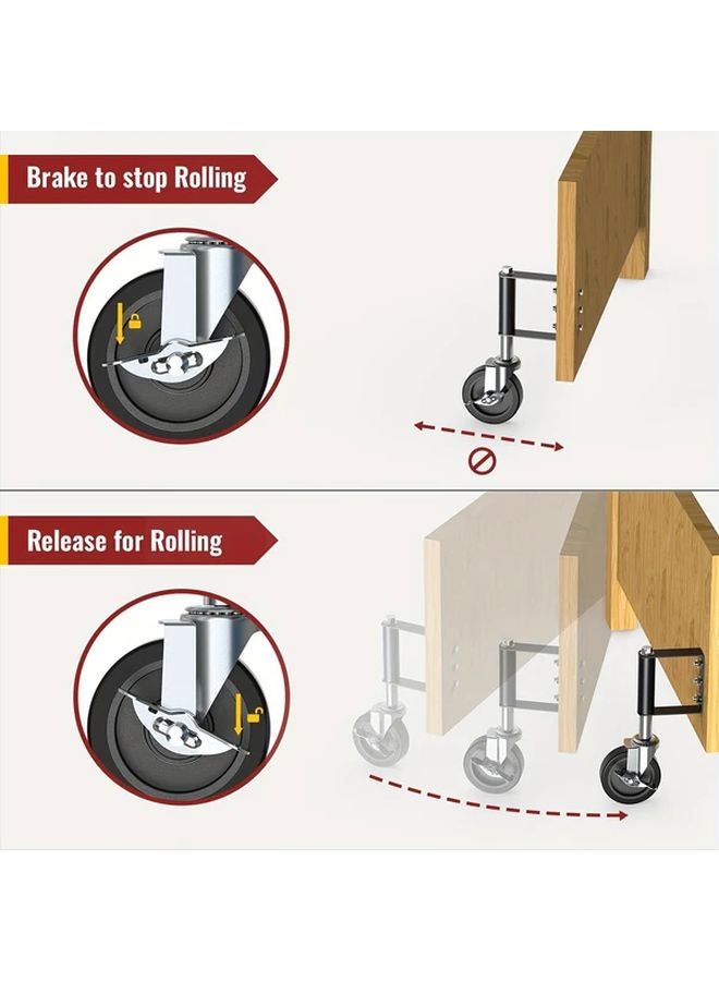 2pcs 4 Inch Heavy Duty Door Casters With Brake Spring Wheels For Wooden Doors 220LBS - Image 4