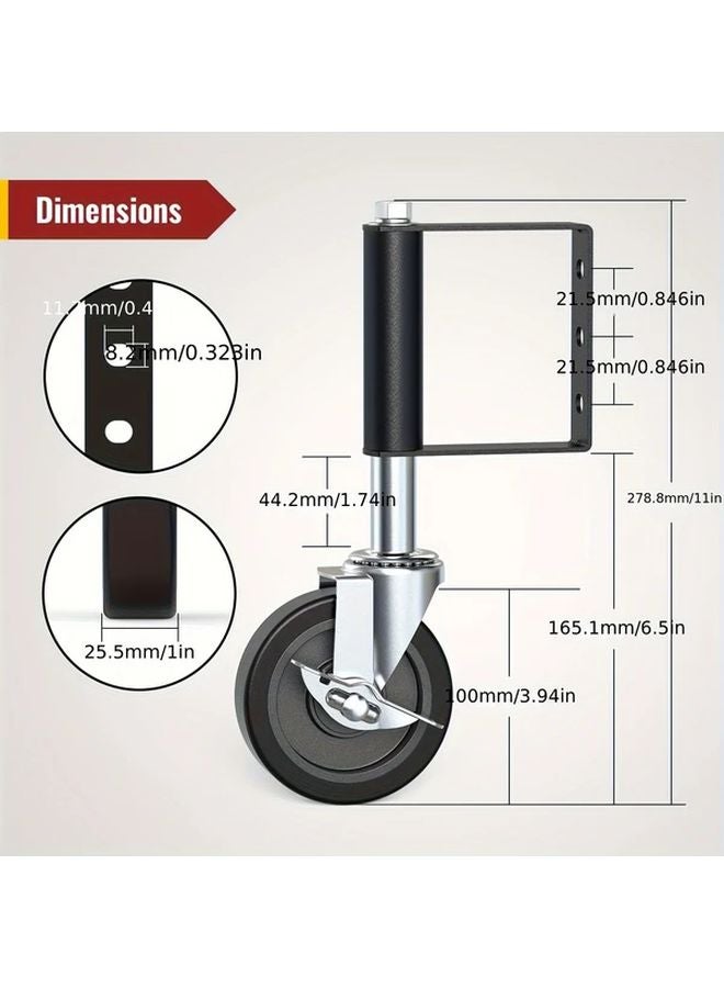 2pcs 4 Inch Heavy Duty Door Casters With Brake Spring Wheels For Wooden Doors 220LBS - Image 3