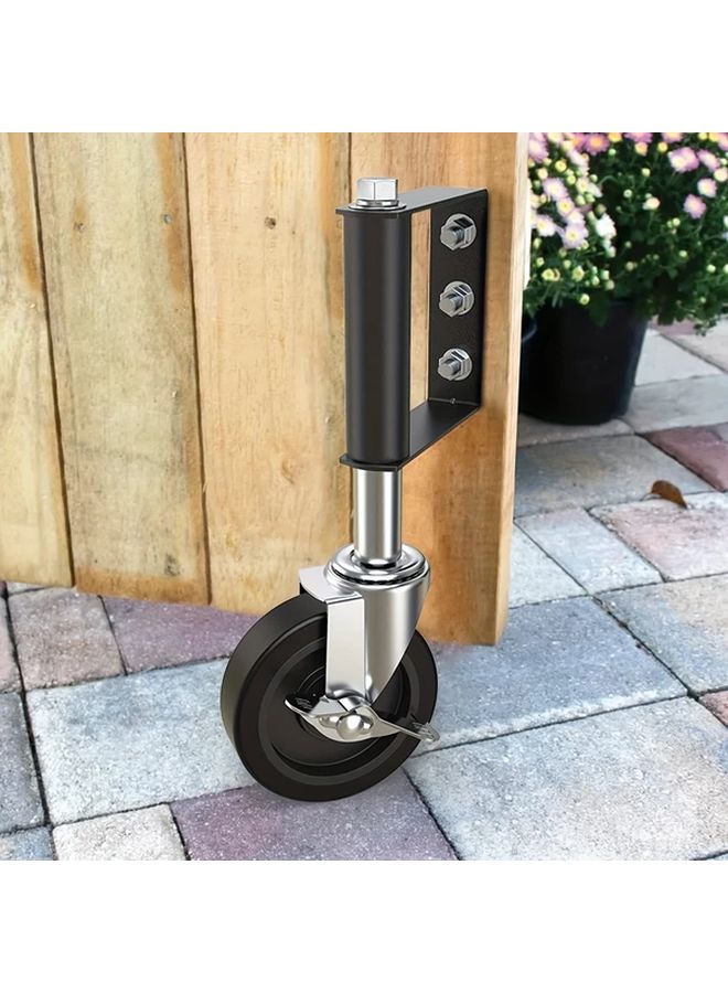 2pcs 4 Inch Heavy Duty Door Casters With Brake Spring Wheels For Wooden Doors 220LBS - Image 2