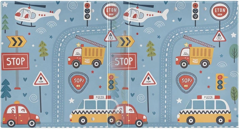 مجلدات Kigai Cartoon Vehicles ذات 3 حلقات، متينة ومناسبة لأوراق بحجم 8.5×11 بوصة، مزودة بجيوب داخلية للمستندات المكتبية - Image 2