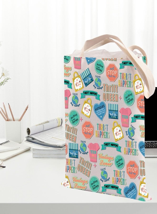 LEVLO Thrifting is My Therapy Shopping Bag Thrift Queen Tote Bag Thrift Store Shopper Birthday Gift for Mom BFF (THRIFT HAPPENS) - Image 4