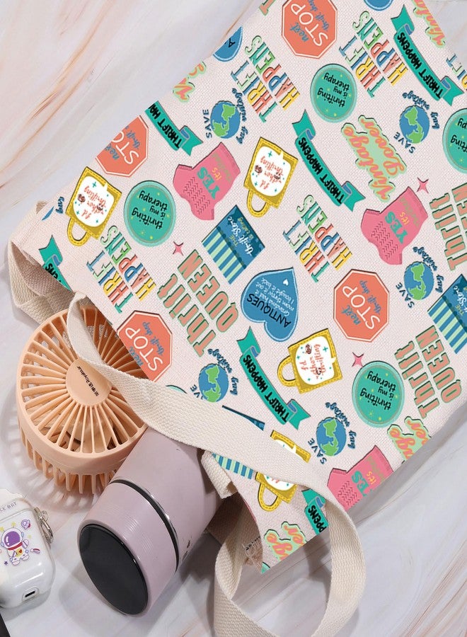 LEVLO Thrifting is My Therapy Shopping Bag Thrift Queen Tote Bag Thrift Store Shopper Birthday Gift for Mom BFF (THRIFT HAPPENS) - Image 3