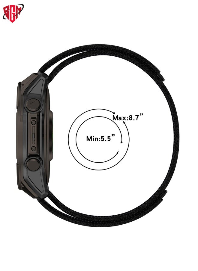 BGM Watch Band Strap For Garmin Fenix 8 AMOLED 51mm Nylon Hook and Loop Fastener 26mm Watch Band(Army Green)  - Image 5