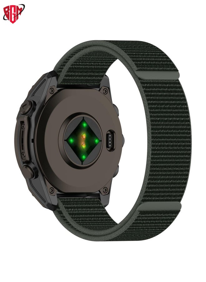 BGM Watch Band Strap For Garmin Fenix 8 AMOLED 51mm Nylon Hook and Loop Fastener 26mm Watch Band(Army Green)  - Image 2