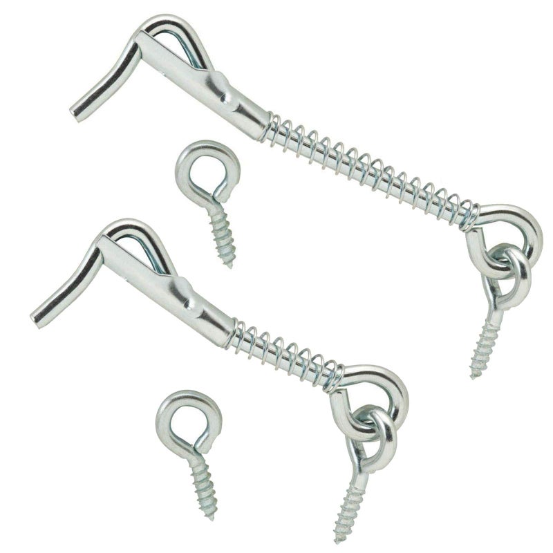 Wideskall Zinc Plated Wire Gate Hook and Eye Latch with Spring Lock (Pack of 4) - Image 2