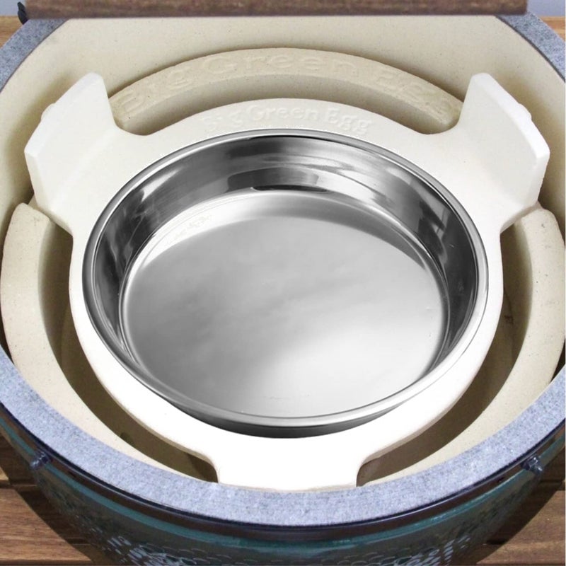 lxkj Stainless Steel Drip Pan, Perfect for Big Green Egg, Kamado Joe Classic Joe, Acorn & Weber Grills & Smokers, Baking Tray, Salad Plates, 13" Diameter Round, Reusable and Easy to Clean - Image 4