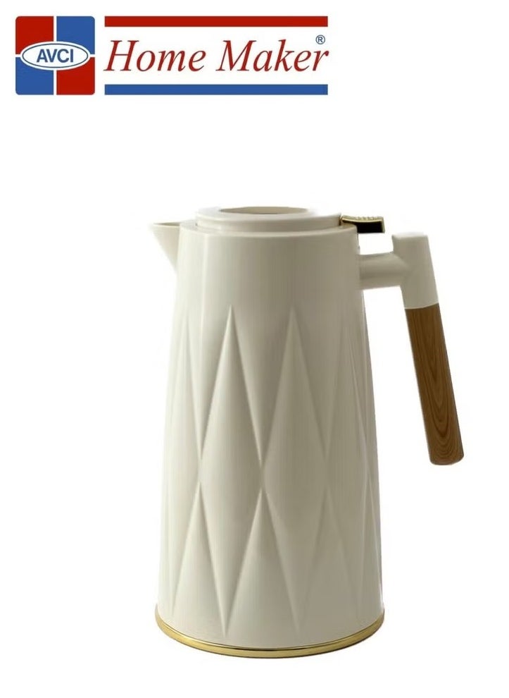 Homemaker Premium 1.3L Tea & Coffee Flask – Elegant White & Gold Design | Superior Heat Retention, Handwash Safe | Made in Turkey  - Image 1