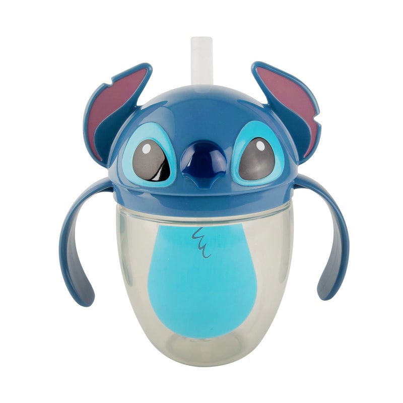 The First Years Disney Stitch Weighted Straw Cup - Spill Proof Toddler Straw Cups with Flip Top Cover - Transition Sippy Cups - Toddler Feeding Supplies - 7 Oz - Ages 6 Months and Up - Image 1