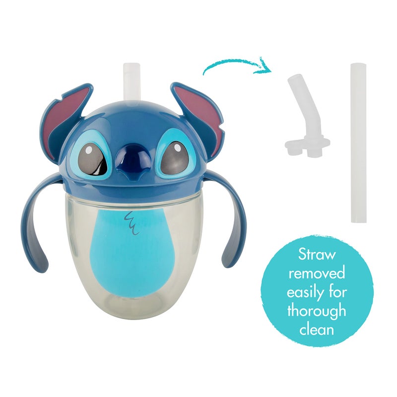 The First Years Disney Stitch Weighted Straw Cup - Spill Proof Toddler Straw Cups with Flip Top Cover - Transition Sippy Cups - Toddler Feeding Supplies - 7 Oz - Ages 6 Months and Up - Image 4