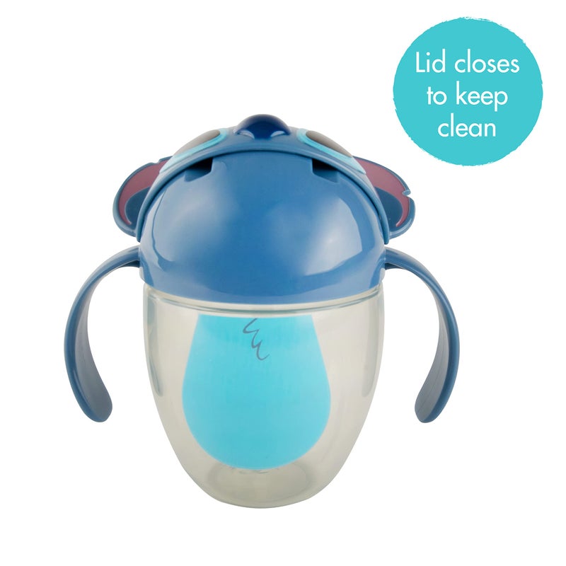The First Years Disney Stitch Weighted Straw Cup - Spill Proof Toddler Straw Cups with Flip Top Cover - Transition Sippy Cups - Toddler Feeding Supplies - 7 Oz - Ages 6 Months and Up - Image 5
