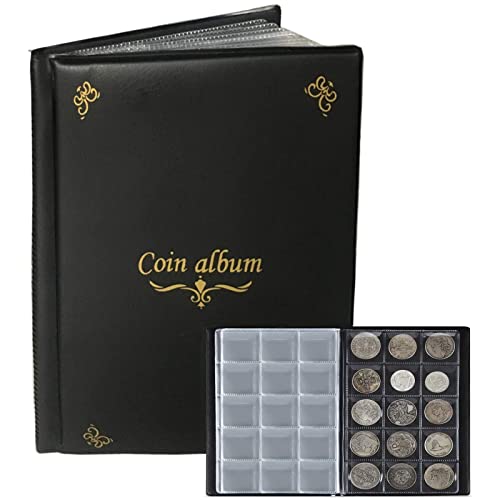 AITIME 150 Pockets Coins Collection Book Holders for Collectors, Quarter Dollar Storage Coin Supplies, Clear Pockets with Flap, Souvenir Collection Supplies for Hobby Collecting (Black) - Image 1