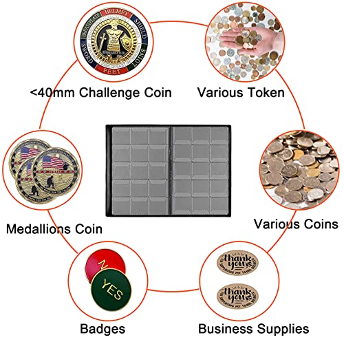 AITIME 150 Pockets Coins Collection Book Holders for Collectors, Quarter Dollar Storage Coin Supplies, Clear Pockets with Flap, Souvenir Collection Supplies for Hobby Collecting (Black) - Image 4