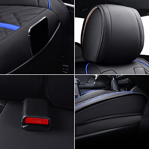 Tomatoman Toyota Tacoma Seat Covers for 2005-2022 2023 2024 Truck Access Crew Double Cab Trail Edition TRD Sport Off-Road SR5 V6 Limited Airbag Compatible Car Cushions(Full Set/Black-Blue) - Image 5