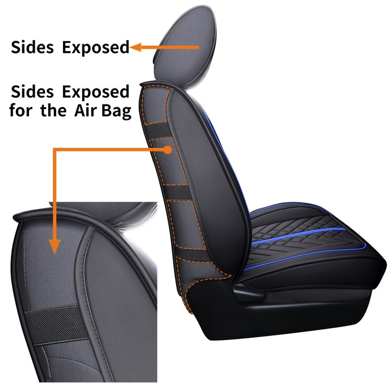 Tomatoman Toyota Tacoma Seat Covers for 2005-2022 2023 2024 Truck Access Crew Double Cab Trail Edition TRD Sport Off-Road SR5 V6 Limited Airbag Compatible Car Cushions(Full Set/Black-Blue) - Image 4
