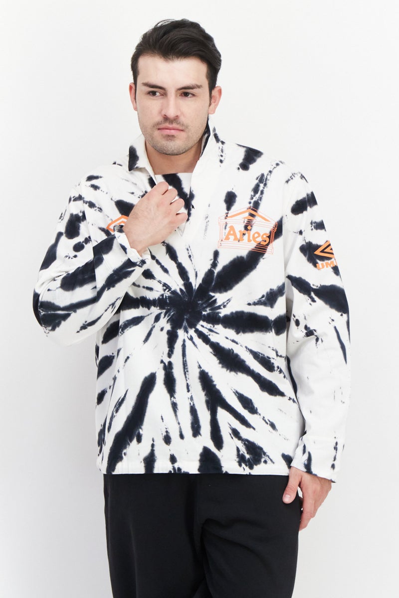 umbro سويت شيرت رياضي للرجال بتصميم أريز مع تداخل ألوان، مزيج أبيض - Image 1