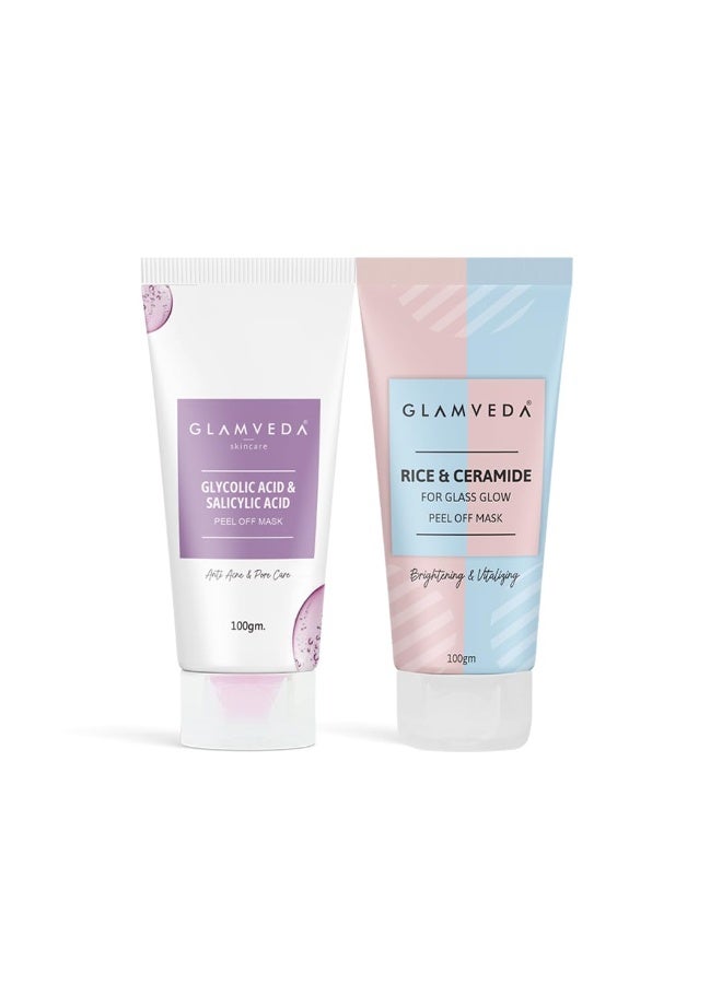 GLAMVEDA Rice & Ceramide And Glycolic & Salicylic Anti Acne Peel Off Face Mask (200 ml) | For Oily & Acne Prone Skin | Oil balancing, Deep Cleansing | Blackhead & Pore care - Image 1