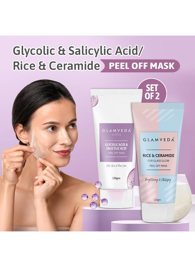 GLAMVEDA Rice & Ceramide And Glycolic & Salicylic Anti Acne Peel Off Face Mask (200 ml) | For Oily & Acne Prone Skin | Oil balancing, Deep Cleansing | Blackhead & Pore care - Image 2