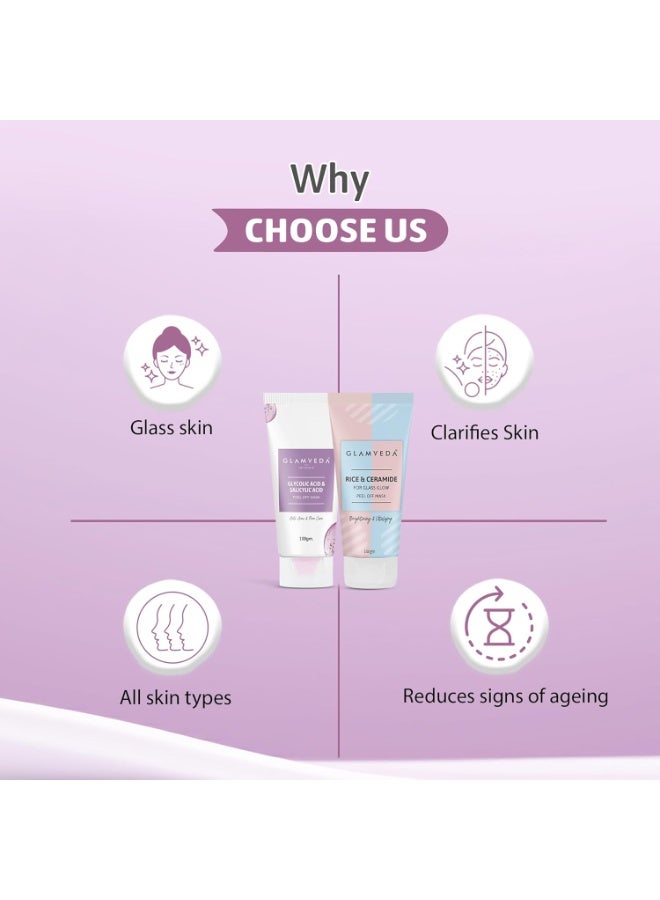GLAMVEDA Rice & Ceramide And Glycolic & Salicylic Anti Acne Peel Off Face Mask (200 ml) | For Oily & Acne Prone Skin | Oil balancing, Deep Cleansing | Blackhead & Pore care - Image 3
