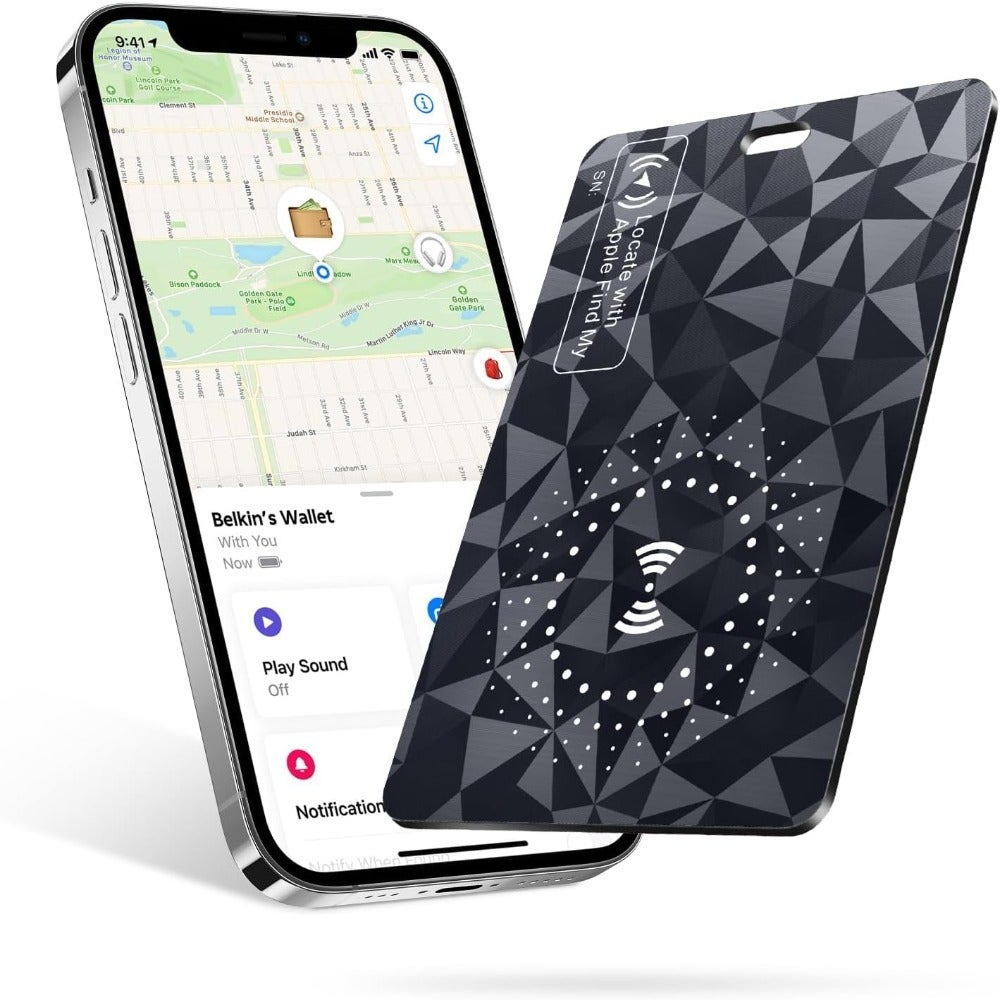 Wallet Tracker Card for Apple Find My iOS Only,Wallet Finder Slim Smart Tracking Bluetooth Tracker for Purse Luggage Tags Passport, IP68 Waterproof Item Finder for Home Travel