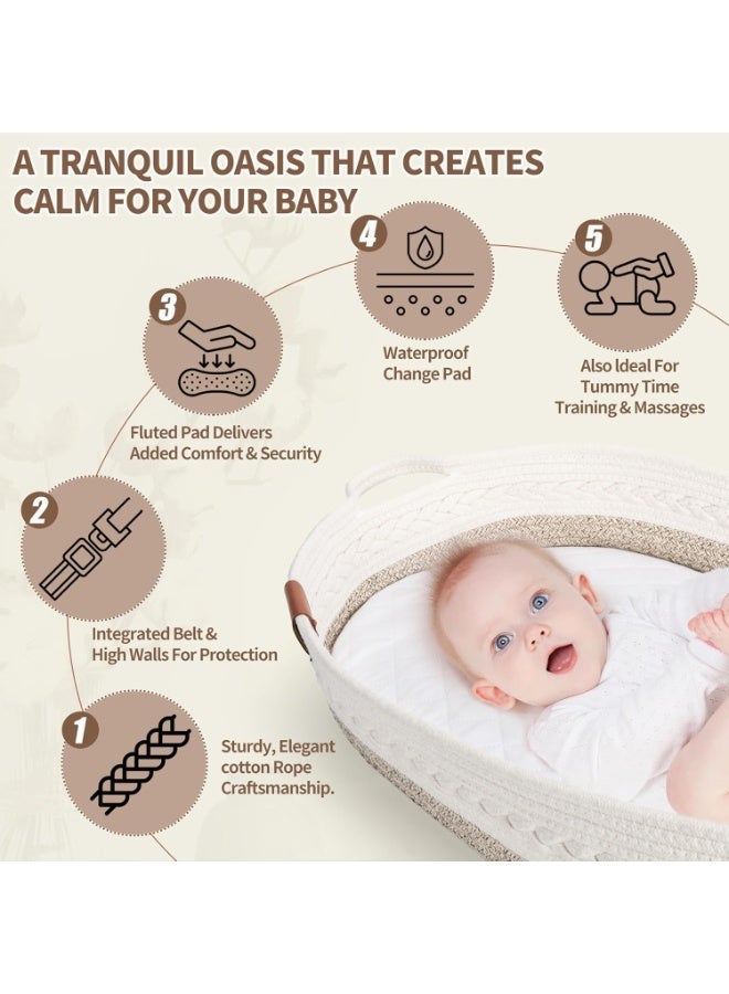 YOUWE7 Baby Changing Basket for Baby Dresser, Moses Baskets for Newborn, Baby Moses Basket Changing Basket for Dresser, Changing Pad Table, Diaper Caddy (Khaki) - Image 4