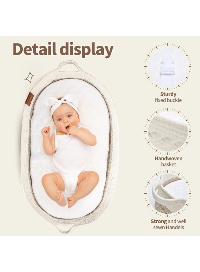 YOUWE7 Baby Changing Basket for Baby Dresser, Moses Baskets for Newborn, Baby Moses Basket Changing Basket for Dresser, Changing Pad Table, Diaper Caddy (Khaki) - Image 3