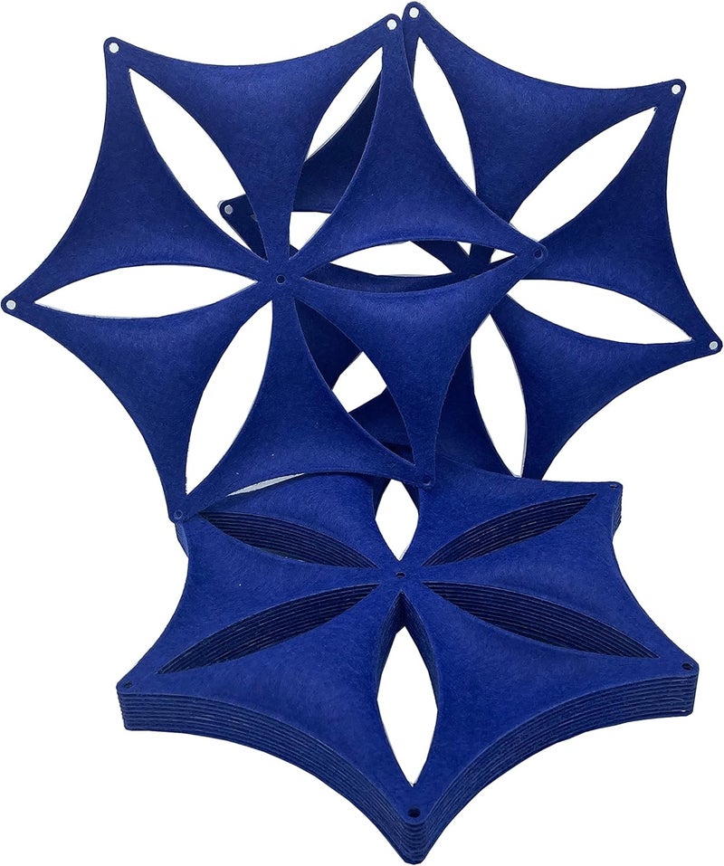 OSHIYINN Felt Fiber Surface High Density Polyester Fiber Board 3D Flower Venus 14"x12" Hanging Room Divider Panel Cut Room Partition Home Decoratio(12 Pcs) (Dark Blue) - Image 3