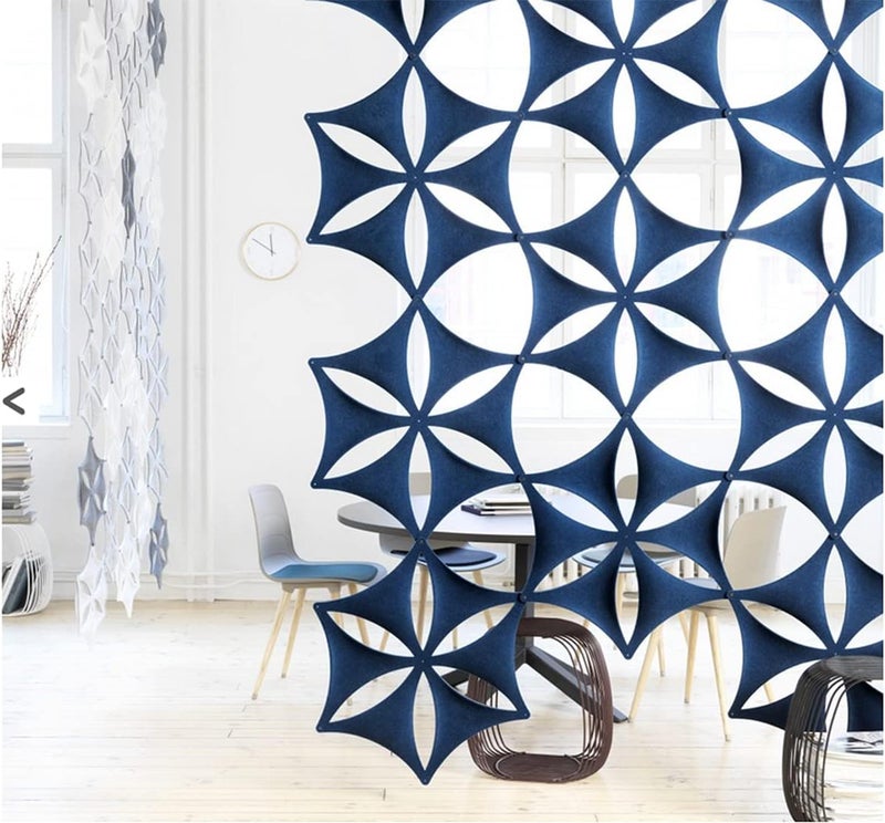 OSHIYINN Felt Fiber Surface High Density Polyester Fiber Board 3D Flower Venus 14"x12" Hanging Room Divider Panel Cut Room Partition Home Decoratio(12 Pcs) (Dark Blue) - Image 4