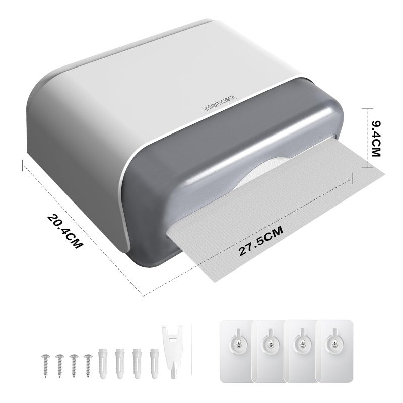 interhasa! Hand Towel Paper Dispenser Multifold/Trifold/M Fold Tissue Toilet Paper Holder ABS Wall Mounted for Home Bathroom Kitchen, Toilet Paper Box Tissue Organizer, White - Image 2