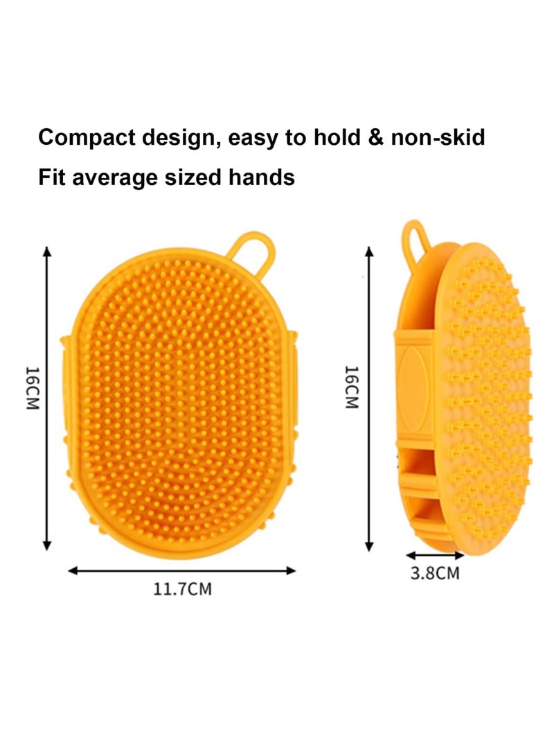 YUDOTE Pet Grooming Shampoo Brush Soothing Massage Rubber Bristles Curry Comb Bath Gloves for Dogs and Cats Easy Washing Yellow - Image 4