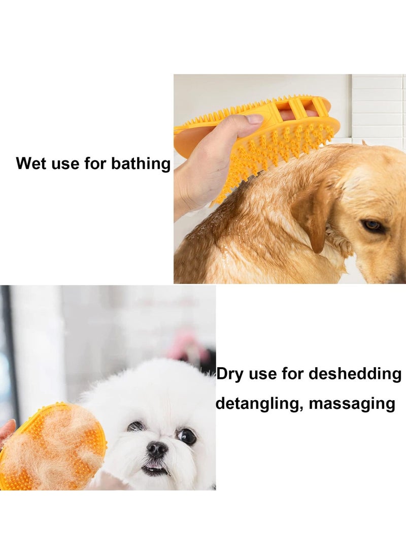 YUDOTE Pet Grooming Shampoo Brush Soothing Massage Rubber Bristles Curry Comb Bath Gloves for Dogs and Cats Easy Washing Yellow - Image 5