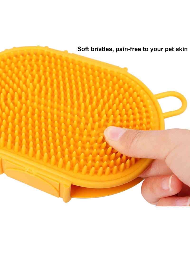 YUDOTE Pet Grooming Shampoo Brush Soothing Massage Rubber Bristles Curry Comb Bath Gloves for Dogs and Cats Easy Washing Yellow - Image 2