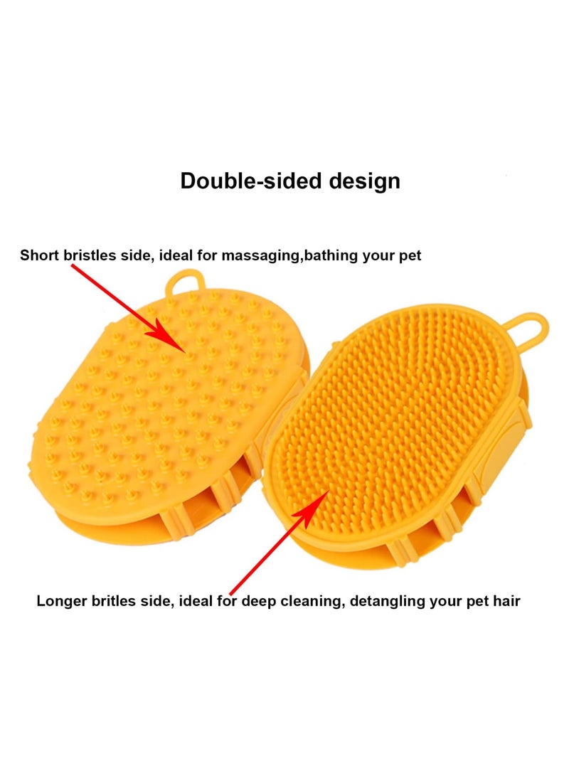 YUDOTE Pet Grooming Shampoo Brush Soothing Massage Rubber Bristles Curry Comb Bath Gloves for Dogs and Cats Easy Washing Yellow - Image 3