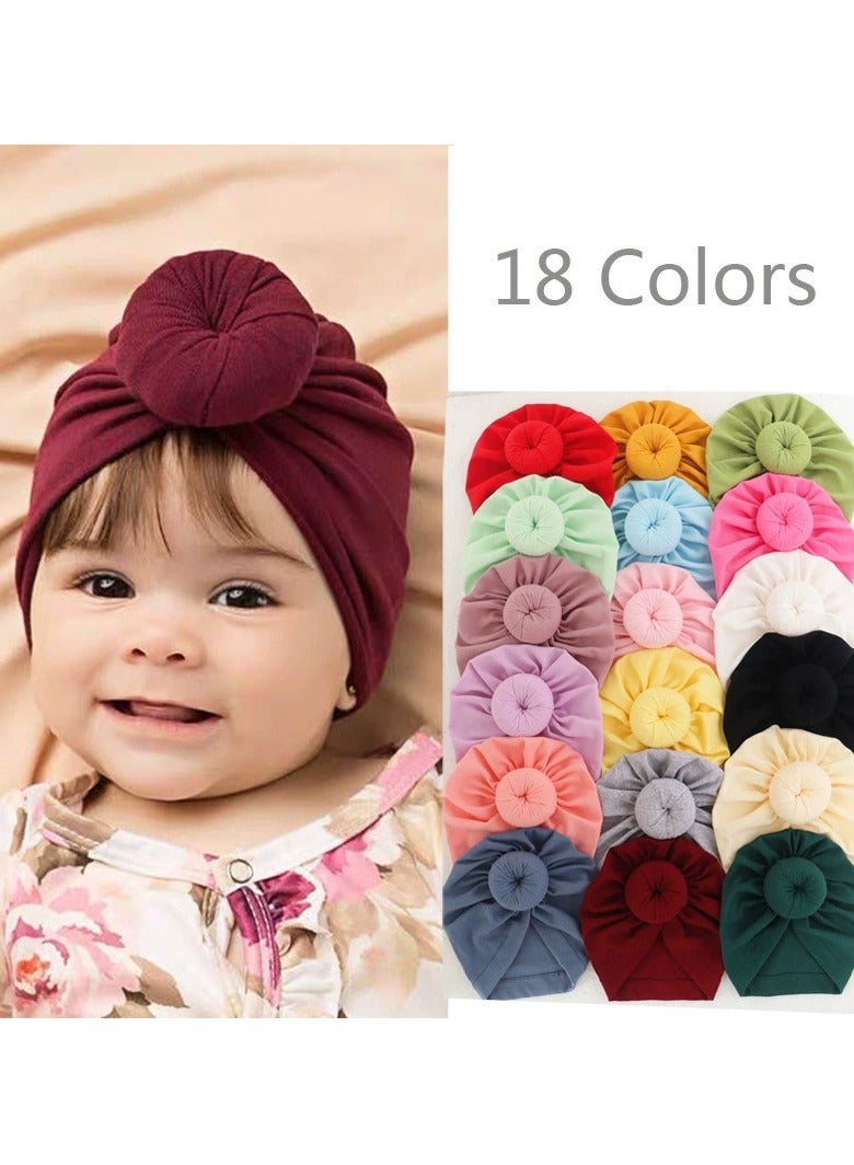 Baby Soid Color Maruko Hat Headcarf Doughnut Girl Head Cap 1 month to 24 month White  - Image 2