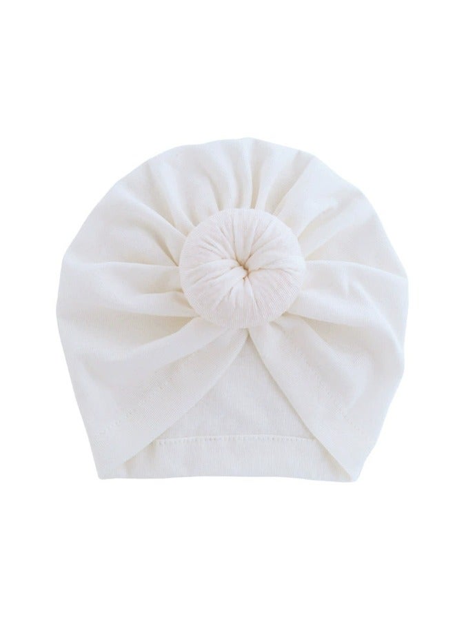 Baby Soid Color Maruko Hat Headcarf Doughnut Girl Head Cap 1 month to 24 month White  - Image 1