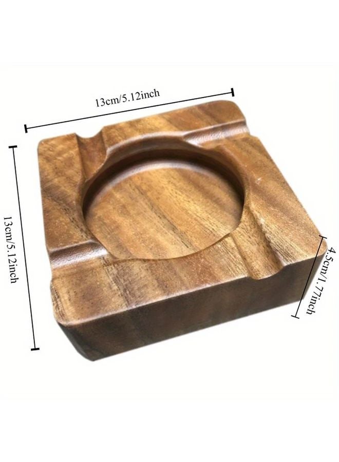 5.12x5.12 Inch Solid Walnut Wood Ashtray Handcrafted Cigar Rest For Home Hotel Office Decor - Image 1
