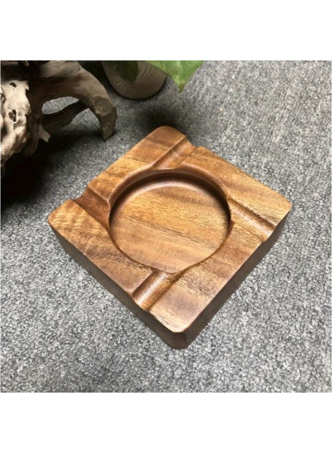 5.12x5.12 Inch Solid Walnut Wood Ashtray Handcrafted Cigar Rest For Home Hotel Office Decor - Image 3
