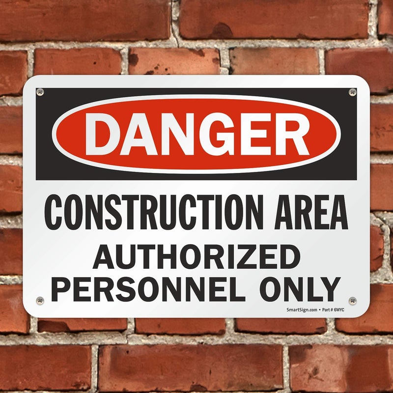 SmartSign - U9-1369-NP_7x10 "Danger - Construction Area, Authorized Personnel Only" Sign | 7" x 10" Plastic Black/Red on White - Image 4