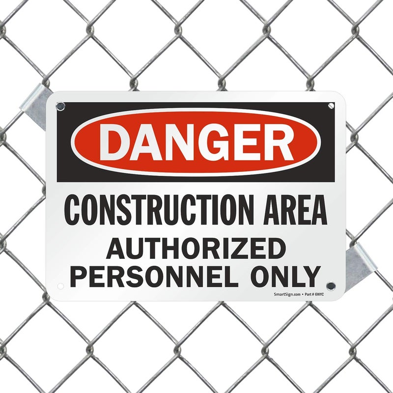 SmartSign - U9-1369-NP_7x10 "Danger - Construction Area, Authorized Personnel Only" Sign | 7" x 10" Plastic Black/Red on White - Image 3