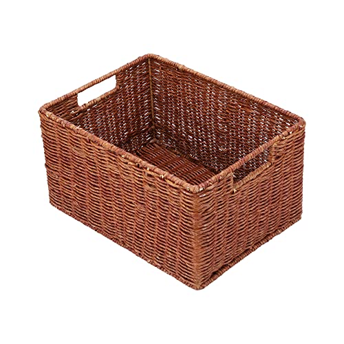 AKWAY Wicker basket for cloths, Bamboo Storage Basket, Cane Basket Bin Organizer (14" L x 11" W x 8" H, Beige)(Cane/Rattan) - Image 3