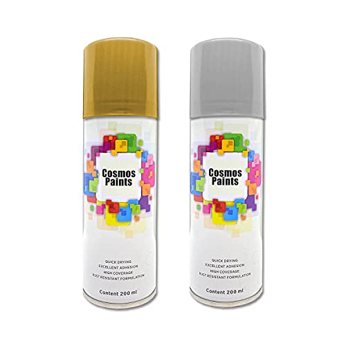 Cosmos Paints Gold & Silver Spray Paint 200ml (Pack Of 2 Can) - Image 1