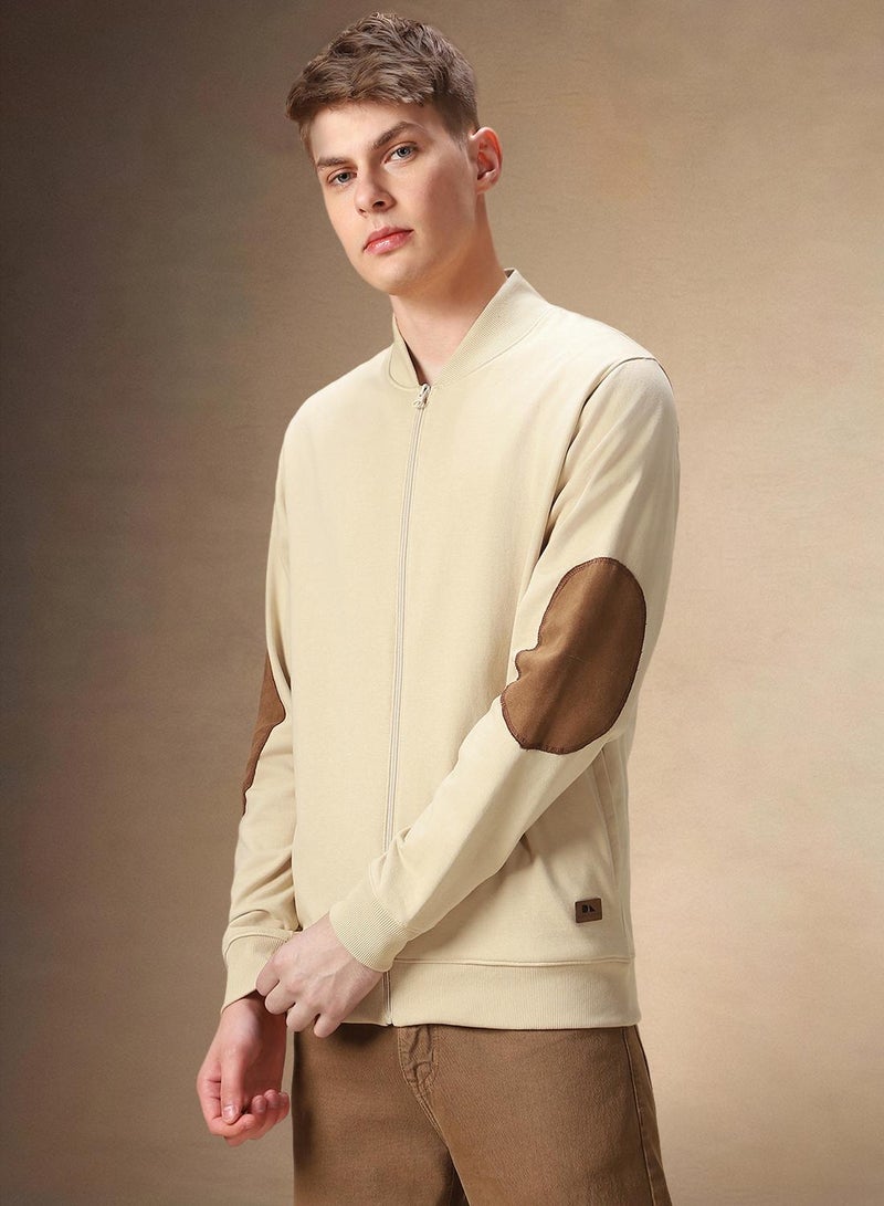 Dennis Lingo Men's Off White Polyester Blend Solid Regular Fit Sweatshirt  - Image 2