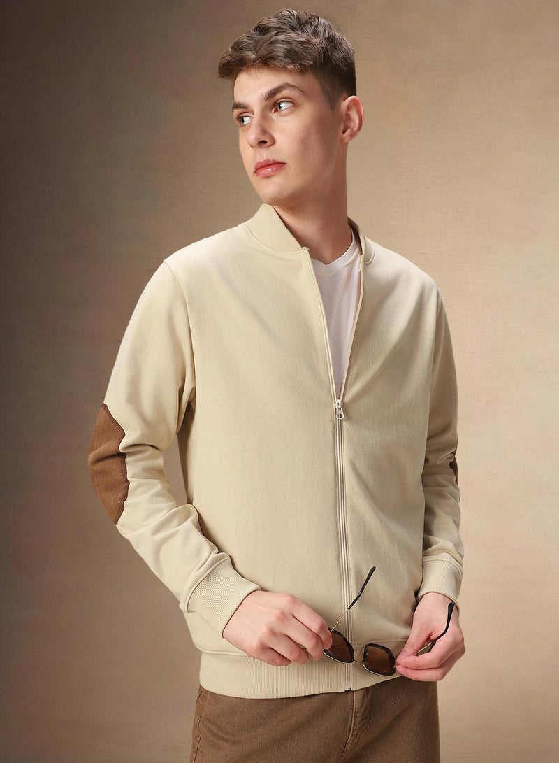 Dennis Lingo Men's Off White Polyester Blend Solid Regular Fit Sweatshirt  - Image 1