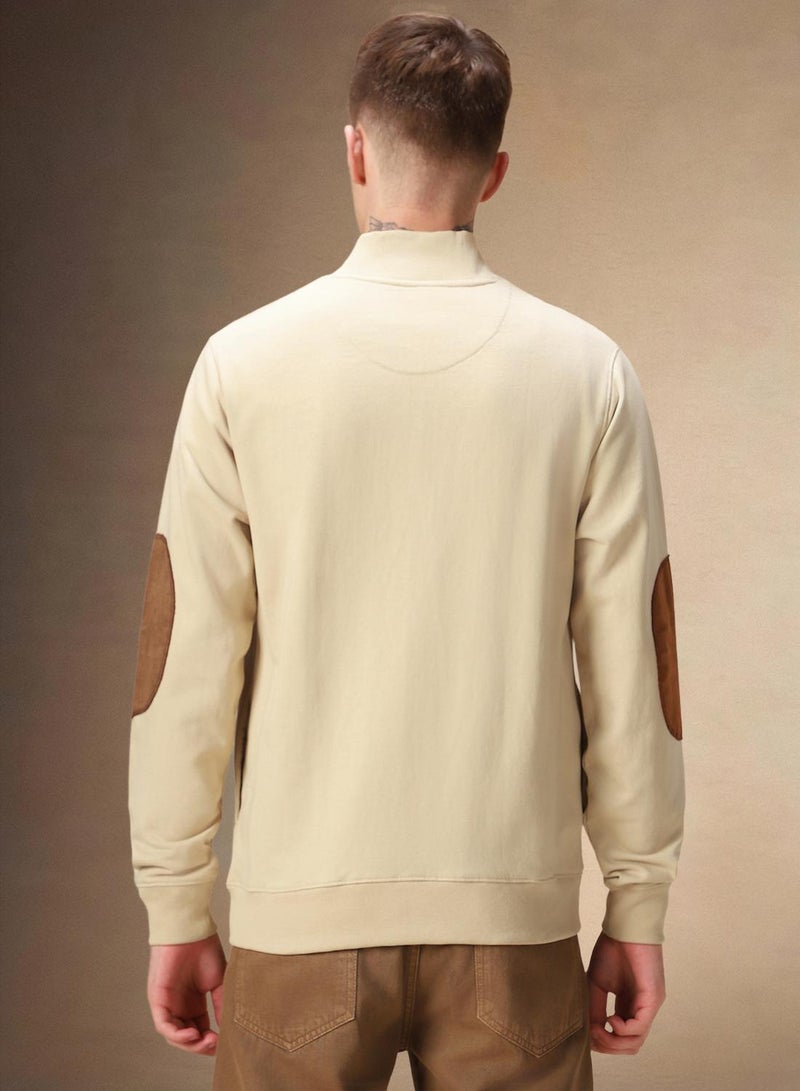 Dennis Lingo Men's Off White Polyester Blend Solid Regular Fit Sweatshirt  - Image 3