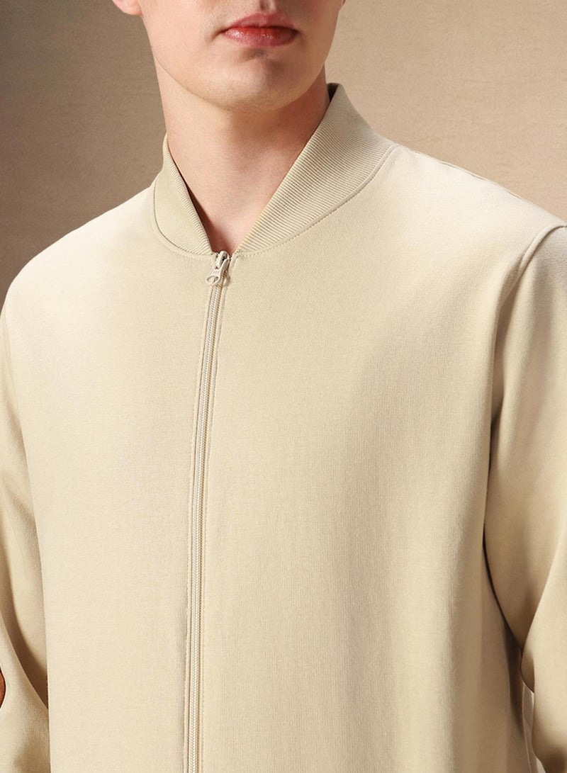 Dennis Lingo Men's Off White Polyester Blend Solid Regular Fit Sweatshirt  - Image 4