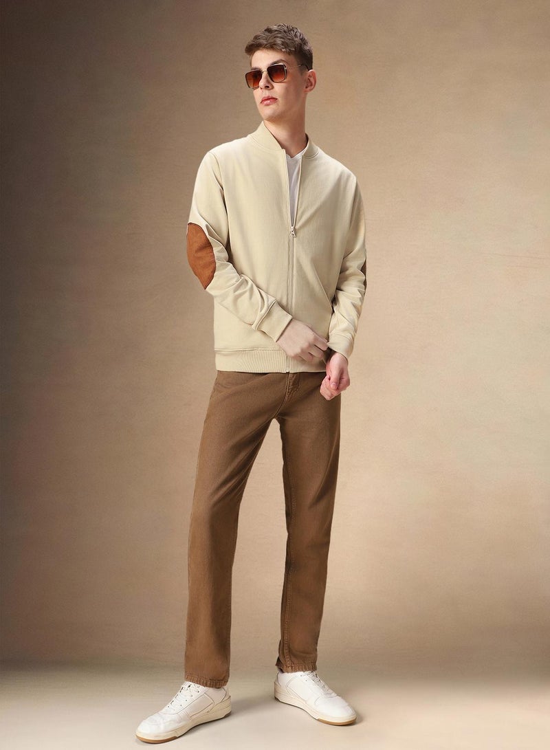Dennis Lingo Men's Off White Polyester Blend Solid Regular Fit Sweatshirt  - Image 5