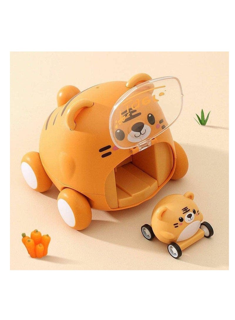 كول بيبي ألعاب أطفال منجنيق للأطفال والأولاد والبنات لعبة تعليمية كارتون لطيف الجمود سيارة حيوانات النمر للأعمار وما فوق هدايا النمر الصغير - Image 2