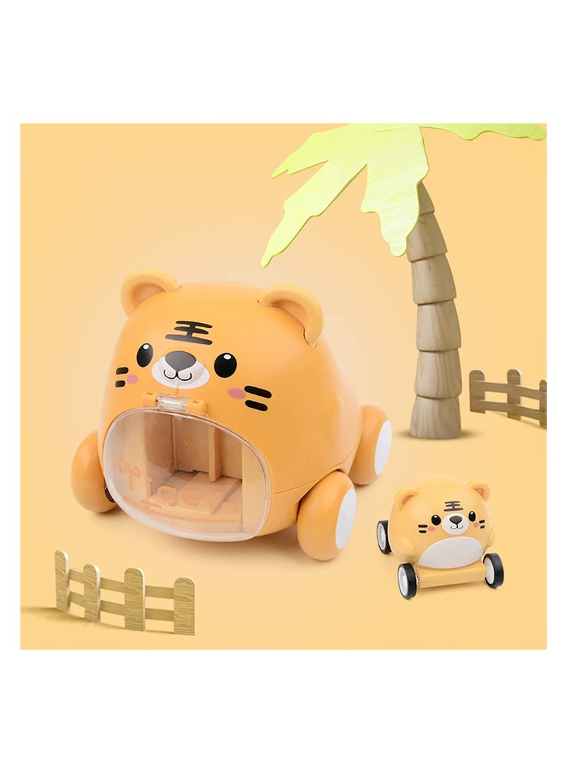 كول بيبي ألعاب أطفال منجنيق للأطفال والأولاد والبنات لعبة تعليمية كارتون لطيف الجمود سيارة حيوانات النمر للأعمار وما فوق هدايا النمر الصغير - Image 5