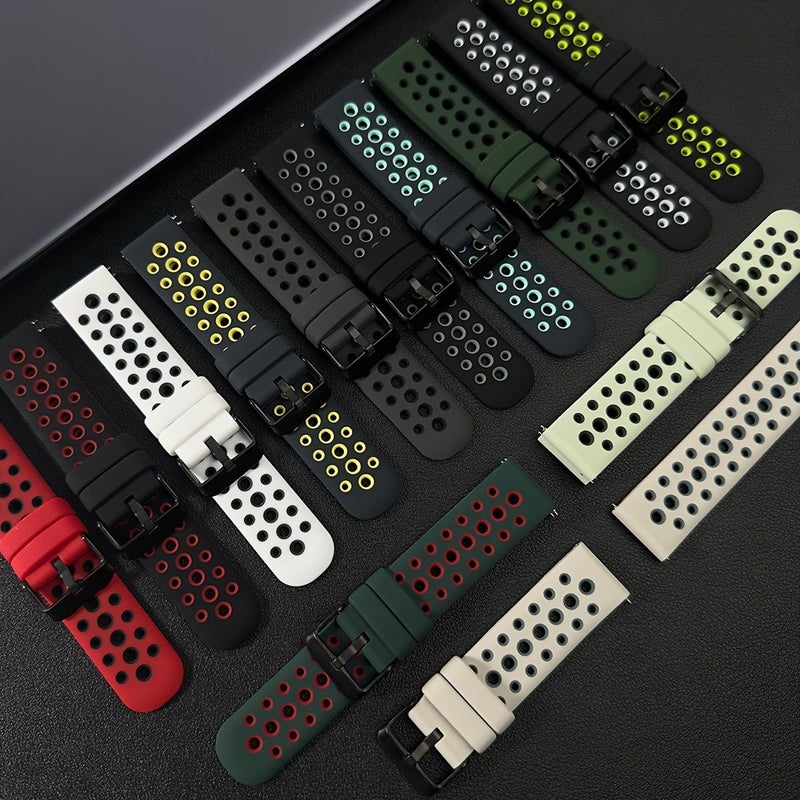 22mm Dual Color Silicone Strap For Huawei Watch 43 Gt3 Gt2 Pro Round Hole - Image 3
