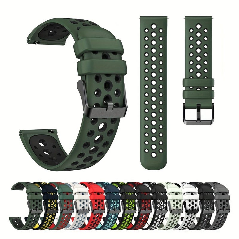 22mm Dual Color Silicone Strap For Huawei Watch 43 Gt3 Gt2 Pro Round Hole - Image 5